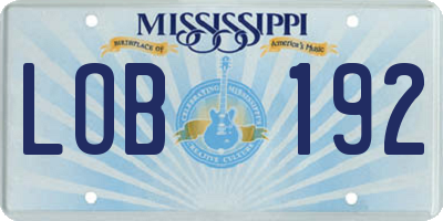 MS license plate LOB192