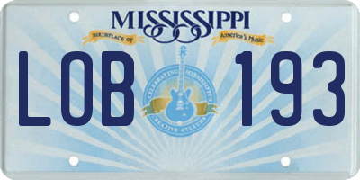 MS license plate LOB193