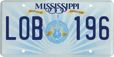 MS license plate LOB196