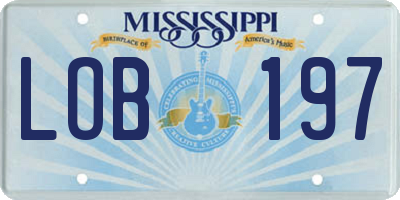 MS license plate LOB197