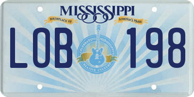 MS license plate LOB198