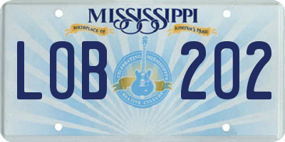 MS license plate LOB202