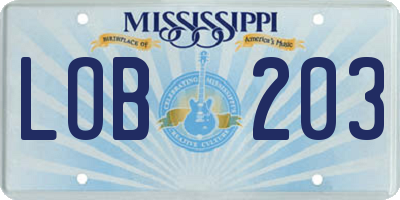 MS license plate LOB203