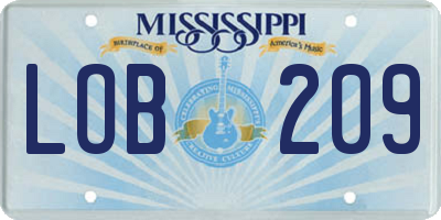MS license plate LOB209