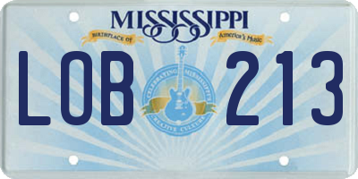 MS license plate LOB213