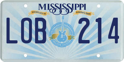 MS license plate LOB214