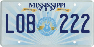 MS license plate LOB222