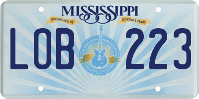 MS license plate LOB223