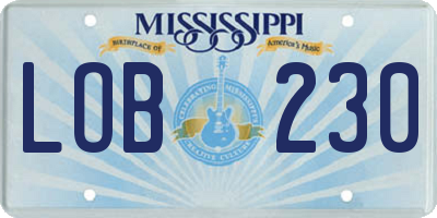MS license plate LOB230