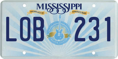 MS license plate LOB231