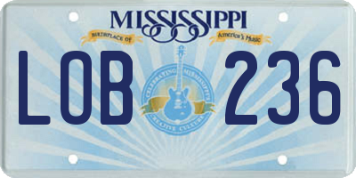 MS license plate LOB236