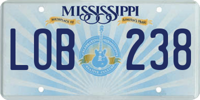 MS license plate LOB238