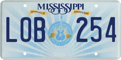 MS license plate LOB254