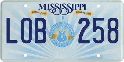 MS license plate LOB258