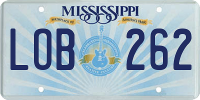 MS license plate LOB262
