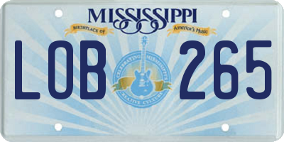 MS license plate LOB265