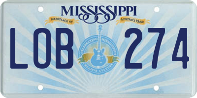 MS license plate LOB274