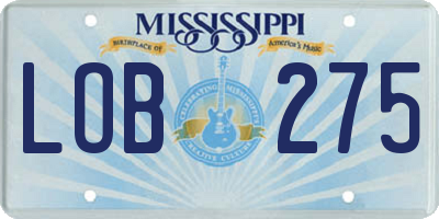 MS license plate LOB275