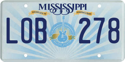 MS license plate LOB278