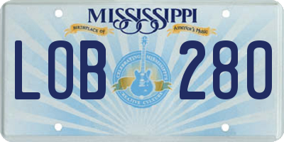 MS license plate LOB280