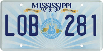 MS license plate LOB281