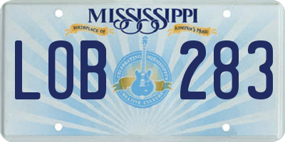 MS license plate LOB283