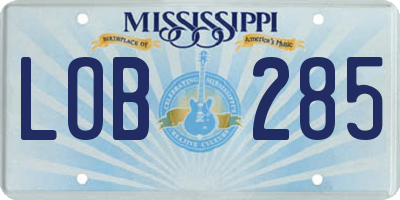 MS license plate LOB285
