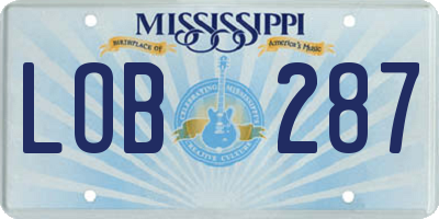 MS license plate LOB287