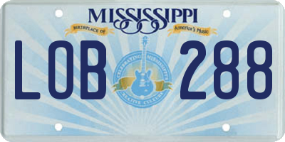 MS license plate LOB288