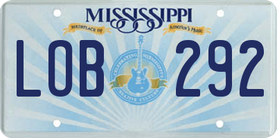MS license plate LOB292