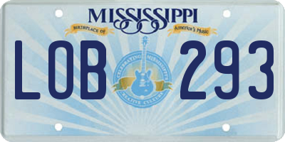 MS license plate LOB293