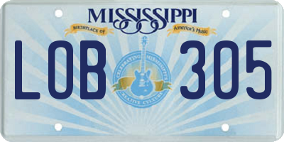 MS license plate LOB305