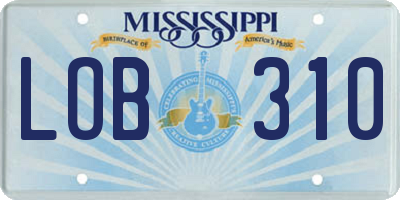 MS license plate LOB310
