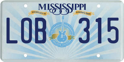 MS license plate LOB315