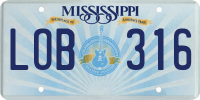 MS license plate LOB316