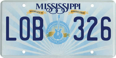 MS license plate LOB326