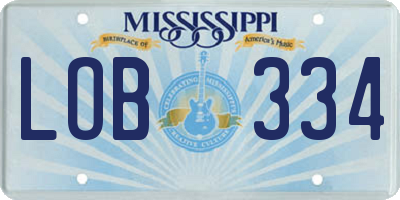 MS license plate LOB334