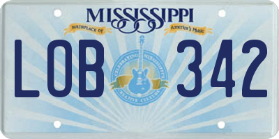 MS license plate LOB342