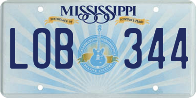 MS license plate LOB344