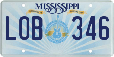 MS license plate LOB346
