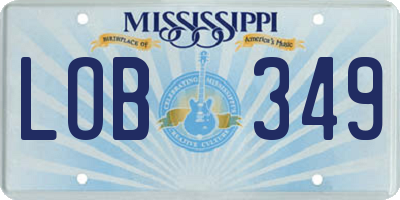 MS license plate LOB349