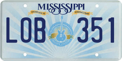 MS license plate LOB351