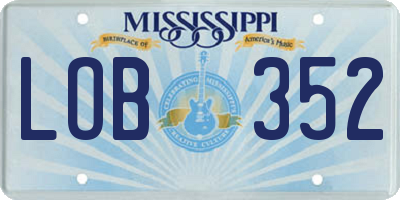 MS license plate LOB352