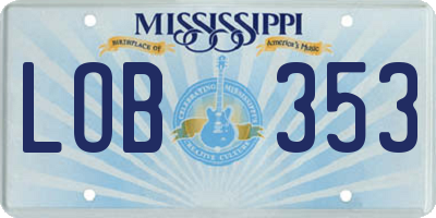 MS license plate LOB353