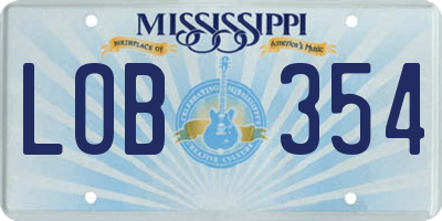 MS license plate LOB354