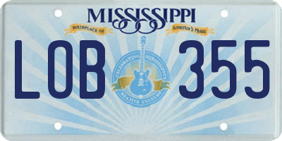 MS license plate LOB355