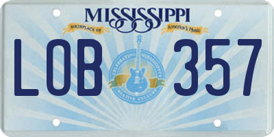 MS license plate LOB357