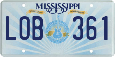 MS license plate LOB361