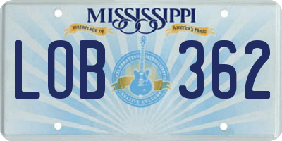 MS license plate LOB362