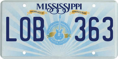 MS license plate LOB363